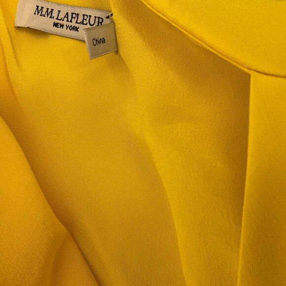 MM Lafleur 100% Silk Sleeveless Tank Top women XS yellow mock neck - Picture 4 of 9